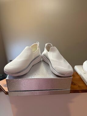 White Slip-On Athletic Sneakers - Lightweight Comfort